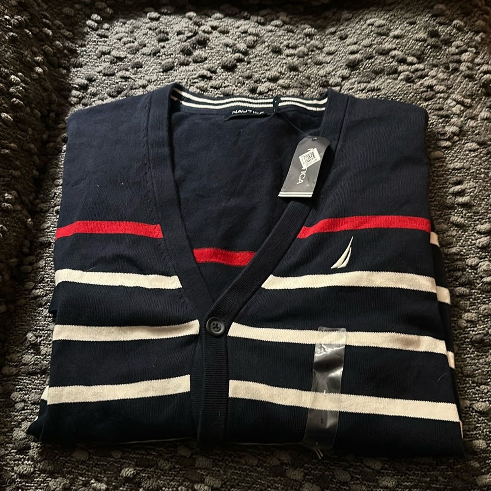 women’s large Nautica button-down sweater with two packets